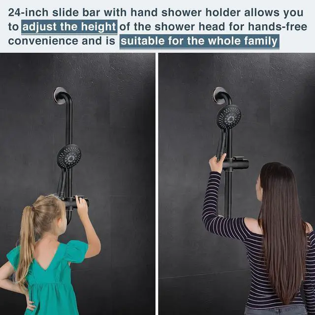 Alt view image 4 of 7 - BRIGHT SHOWERS Slide Bar Shower Set with Handheld Shower Head, ADA-Compliant Stainless Steel Grab Bar, Adjustable Height and 69-Inch Hose  Oil Rubbed Bronze
