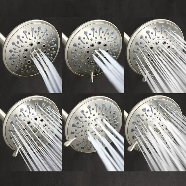 Alt view image 4 of 7 - Luxury Spa Series: Brushed Nickel Shower Head, 5 Inch 6 Spray Settings Adjustable High Pressure Showerhead with 360 Degree Tilt, Experience MAXX-imum Comfort and Elegance (Brushed Nickel)