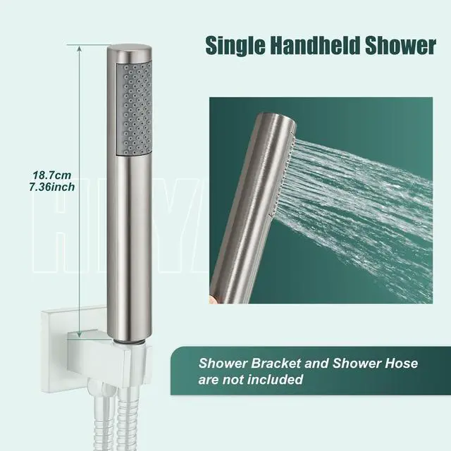 Alt view image 4 of 7 - Handheld Shower Handheld Shower Spray Bathroom Shower Wand High Pressure Luxury Hand Shower High Flow Hand Shower Head,Single Function Style,Brushed Nickel