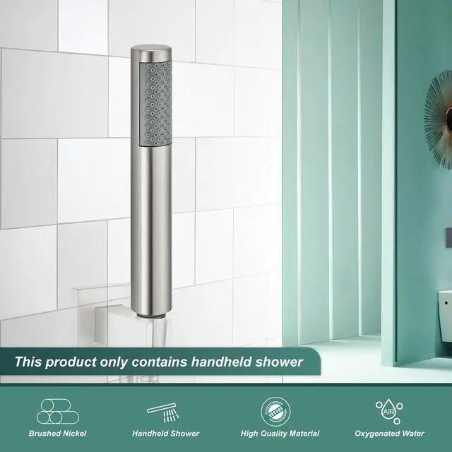 Alt view image 5 of 7 - Handheld Shower Handheld Shower Spray Bathroom Shower Wand High Pressure Luxury Hand Shower High Flow Hand Shower Head,Single Function Style,Brushed Nickel