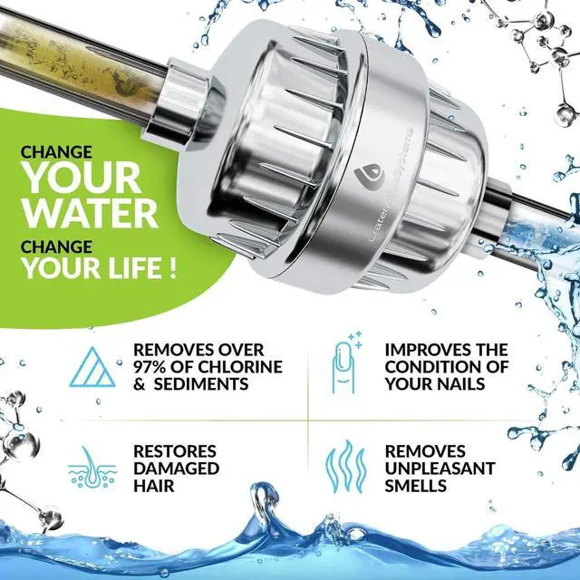 Alt view image 3 of 5 - Shower Filter with Silver layer - Multi Stage shower head for Hard Water - Remove Chlorine Fluoride Lead - 2 Cartridge Replacement - High Output Water Softener - Suitable for All Rain Showerheads