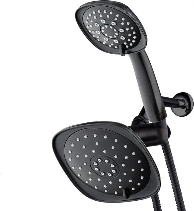 Main image of AquaDance Luxury Square High-Pressure Giant 7.3" Rain Shower Head/Handheld Spa Combo. Extra-Long 72" Stainless Steel Hose, 3-way Flow Diverter, Oil-Rubbed Bronze Finish