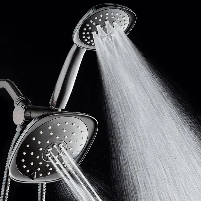 Alt view image 4 of 7 - AquaDance Luxury Square High-Pressure Giant 7.3" Rain Shower Head/Handheld Spa Combo. Extra-Long 72" Stainless Steel Hose, 3-way Flow Diverter, Oil-Rubbed Bronze Finish