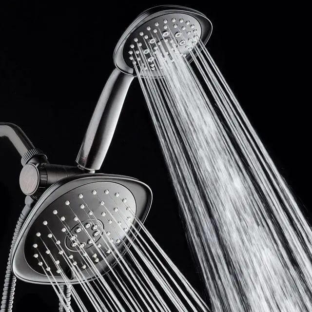 Alt view image 5 of 7 - AquaDance Luxury Square High-Pressure Giant 7.3" Rain Shower Head/Handheld Spa Combo. Extra-Long 72" Stainless Steel Hose, 3-way Flow Diverter, Oil-Rubbed Bronze Finish