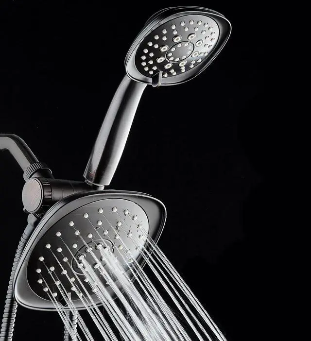 Alt view image 7 of 7 - AquaDance Luxury Square High-Pressure Giant 7.3" Rain Shower Head/Handheld Spa Combo. Extra-Long 72" Stainless Steel Hose, 3-way Flow Diverter, Oil-Rubbed Bronze Finish