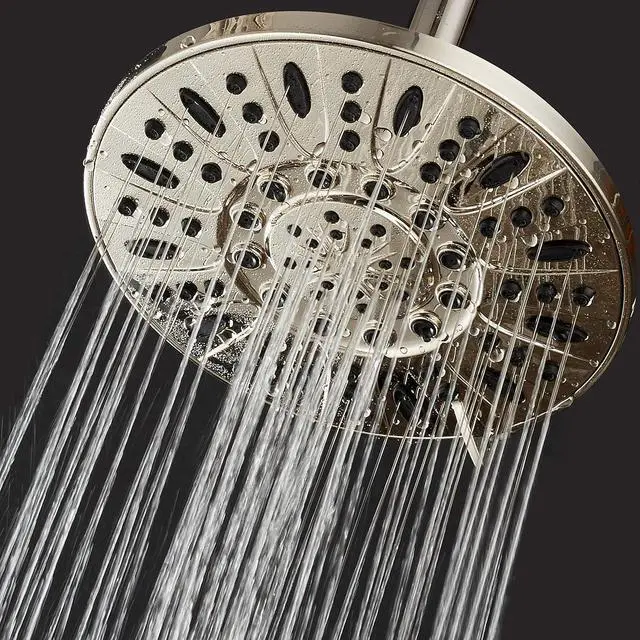 Alt view image 2 of 6 - AquaDance Brushed Nickel High Pressure 6-Setting 7" Rain Shower Head  Angle Adjustable, Anti-Clog Showerhead Jets, Tool-Free Installation-USA Standard Certified-Top U.S. Brand  1.8 GPM