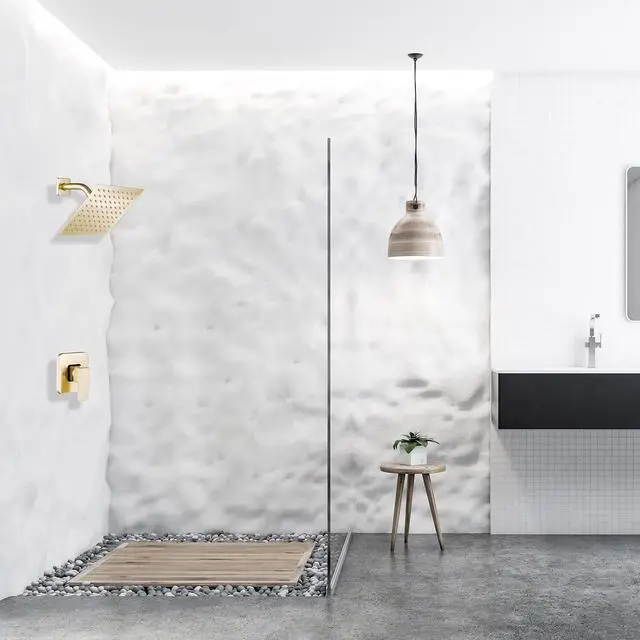 Alt view image 2 of 5 - GGStudy Square 6 Inch Stainless Steel Shower Head High Pressure Rainall Shower Head Brushed Gold Ultra Thin Design-Best Pressure Boosting