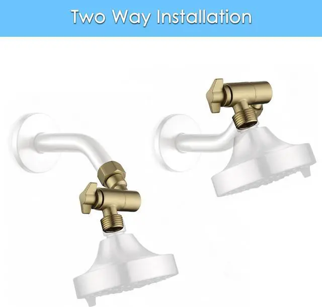Alt view image 4 of 7 - Brushed Gold Shower Head Adapter, Adjustable Shower Head Elbow Adapter, Shower Arm Extention for Fixed and Rain Shower Head, SE002BG