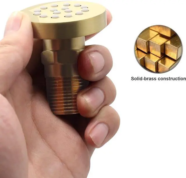Alt view image 4 of 7 - Brass Round Shower Body Spray Jets 4 Pack, HOMEDEC Spa Massage Nozzle 2inch Rain Showerhead Wall Mount Rainfall Shower Head Sprayer, Brushed Gold