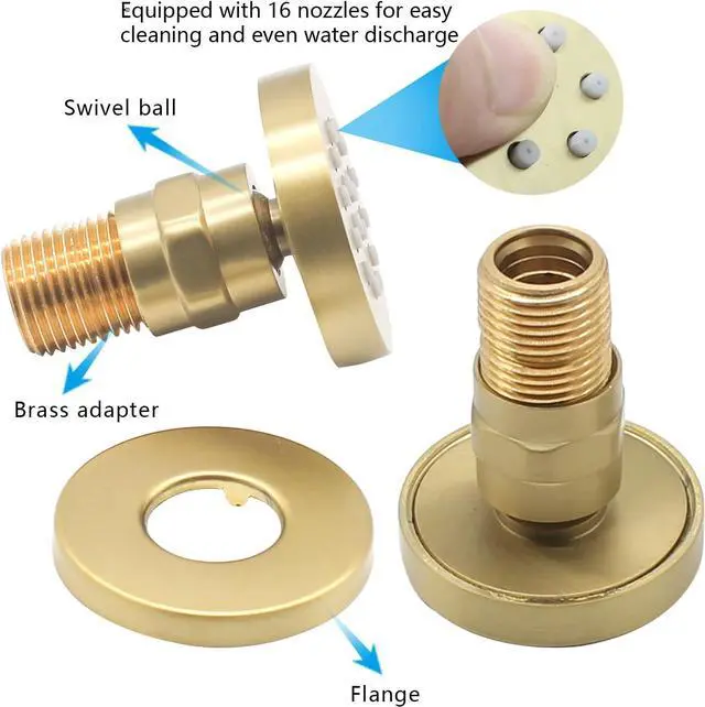 Alt view image 5 of 7 - Brass Round Shower Body Spray Jets 4 Pack, HOMEDEC Spa Massage Nozzle 2inch Rain Showerhead Wall Mount Rainfall Shower Head Sprayer, Brushed Gold