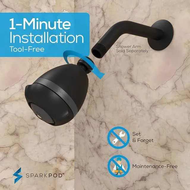 Alt view image 2 of 7 - SparkPod 3-Inch Extreme High Pressure Shower Heads - Pressure Boosting with Rain, Massage & Pulsating Mode, Powerful Water-Saving Showerhead - 2.5 GPM Fixed Shower Head (Midnight Black Matte)