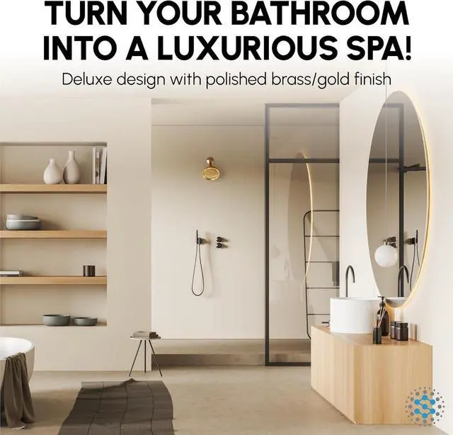 Alt view image 4 of 7 - Luxury Spa: ImperialShine Gold Shower Head, 5 inch 6 Spray Adjustable High Pressure Showerhead with 360 Degree Tilt, Experience Comfort and Elegance (Polished Brass/ImperialShine Gold)