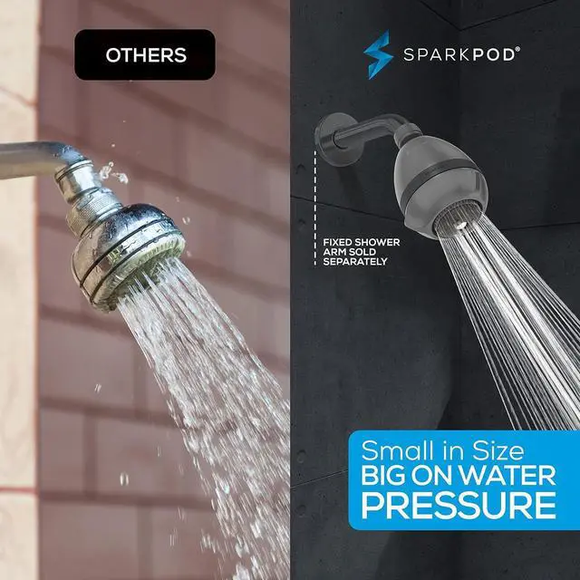 Alt view image 3 of 7 - SparkPod 3-Inch Extreme High Pressure Shower Heads - Pressure Boosting with Rain, Massage & Pulsating Mode, Powerful Water-Saving Showerhead - 2.5 GPM Fixed Shower Head (Charcoal Grey)