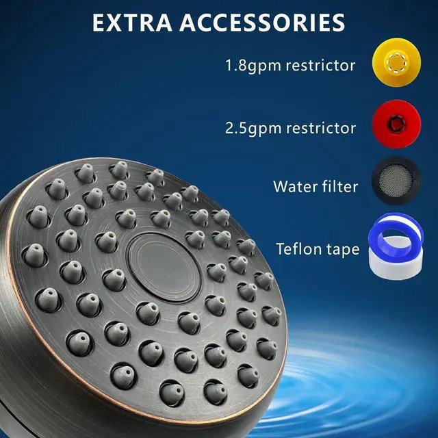 Alt view image 3 of 7 - 2 Pack High Pressure Shower Head - Powerful Bathroom Pressure Boosting Showerhead - Perfect Universal Replacement for Rain Shower Heads(Oil Rubbed Bronze)