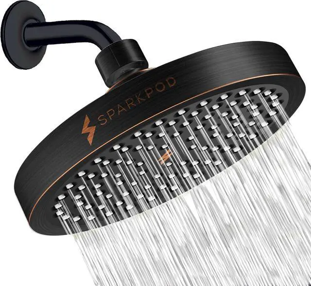 Main image of SparkPod Shower Head - High Pressure Rain - Premium Quality Luxury Design - 1-Min Install - Easy Clean Adjustable Replacement for Your Bathroom Shower Heads (Vintage Oil Rubbed Bronze, 6 Inch Round)