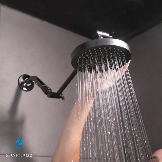 Alt view image 2 of 7 - SparkPod Shower Head - High Pressure Rain - Premium Quality Luxury Design - 1-Min Install - Easy Clean Adjustable Replacement for Your Bathroom Shower Heads (Vintage Oil Rubbed Bronze, 6 Inch Round)