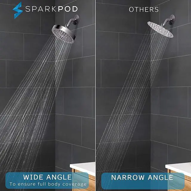 Alt view image 3 of 7 - SparkPod Shower Head - High Pressure Rain - Premium Quality Luxury Design - 1-Min Install - Easy Clean Adjustable Replacement for Your Bathroom Shower Heads (Vintage Oil Rubbed Bronze, 6 Inch Round)