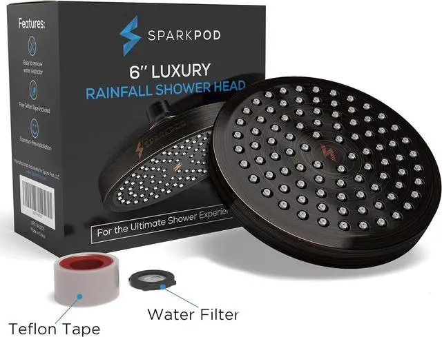 Alt view image 5 of 7 - SparkPod Shower Head - High Pressure Rain - Premium Quality Luxury Design - 1-Min Install - Easy Clean Adjustable Replacement for Your Bathroom Shower Heads (Vintage Oil Rubbed Bronze, 6 Inch Round)