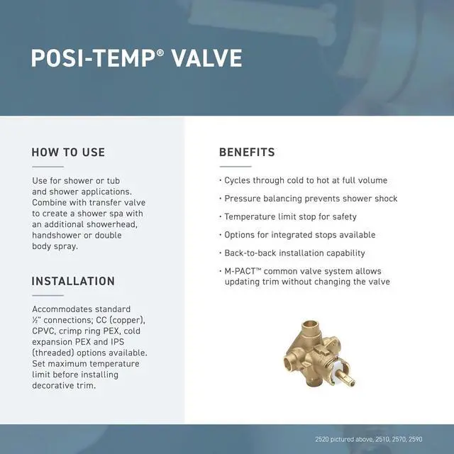 Alt view image 2 of 7 - Moen 90-Degree Chrome Posi-Temp Eco-Performance Shower Trim, Valve Required, TS2712EP