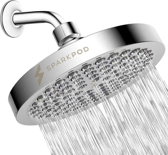 Main image of SparkPod Shower Head - High Pressure Rain - Premium Quality Luxury Design - 1-Min Install - Easy Clean Adjustable Replacement for Your Bathroom Shower Heads (Luxury Polished Chrome, 6 Inch Round)