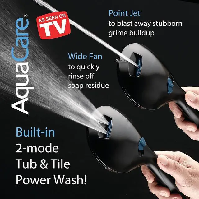 Alt view image 7 of 7 - AquaCare High Pressure 8-mode Handheld Shower Head - Anti-clog Nozzles, Built-in Power Wash to Clean Tub, Tile & Pets, Extra Long 6 ft. Stainless Steel Hose, Wall & Overhead Brackets