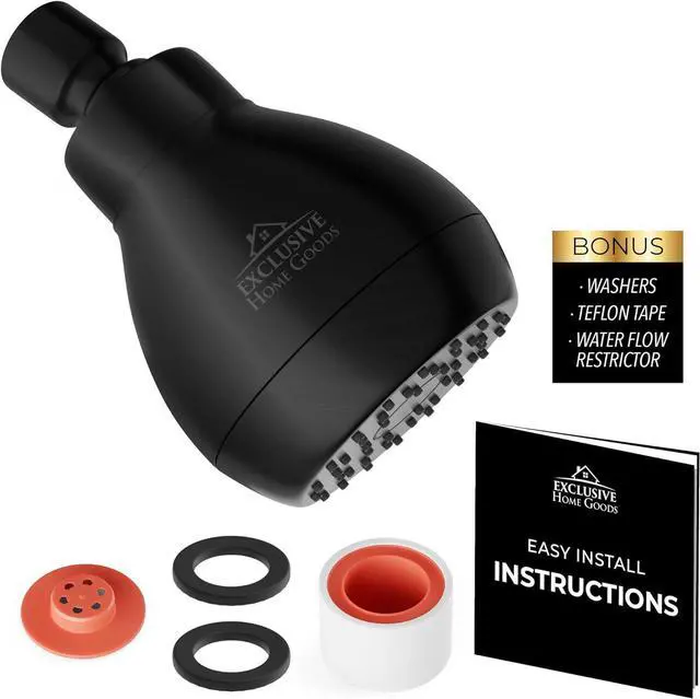 Alt view image 2 of 7 - High Pressure Shower Head Matte Black - Powerful Deluxe Bathroom Showerhead with Strong Spray Stream and Small Silicone Nozzles - Universal Fit Works with High and Low Water Flow Showers-2.5 GPM