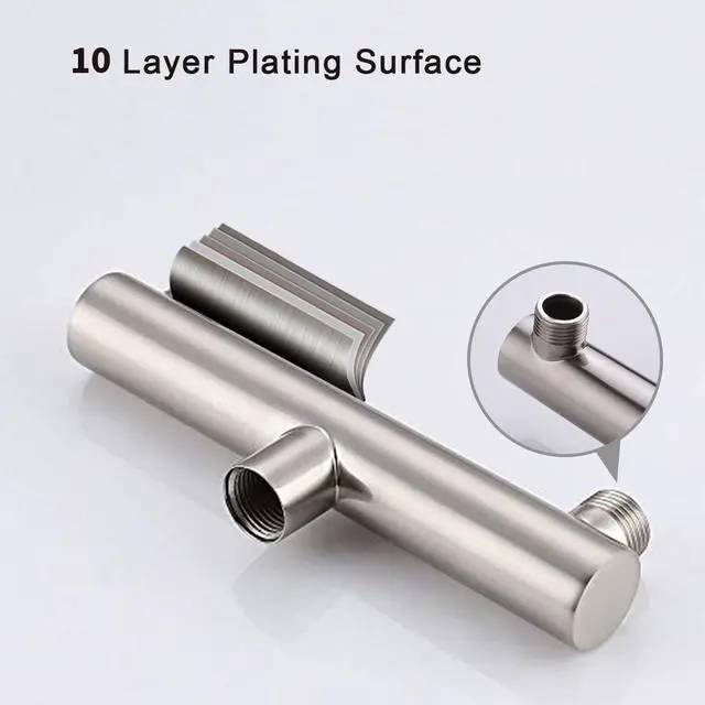 Alt view image 4 of 7 - AZOS Double Outlet Shower Manifold Brushed Nickel, Suitable for Dual Sprayer Showering System, Can Connect Two Showerheads - Double Enjoyment