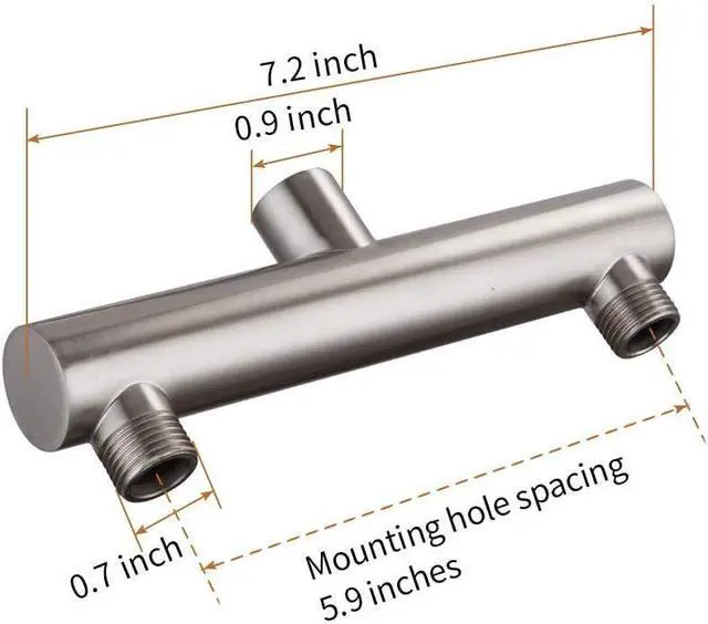 Alt view image 2 of 7 - AZOS Double Outlet Shower Manifold Brushed Nickel, Suitable for Dual Sprayer Showering System, Can Connect Two Showerheads - Double Enjoyment