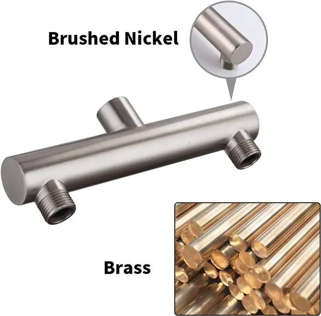 Alt view image 5 of 7 - AZOS Double Outlet Shower Manifold Brushed Nickel, Suitable for Dual Sprayer Showering System, Can Connect Two Showerheads - Double Enjoyment