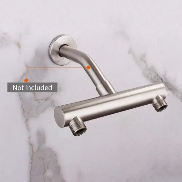 Alt view image 7 of 7 - AZOS Double Outlet Shower Manifold Brushed Nickel, Suitable for Dual Sprayer Showering System, Can Connect Two Showerheads - Double Enjoyment