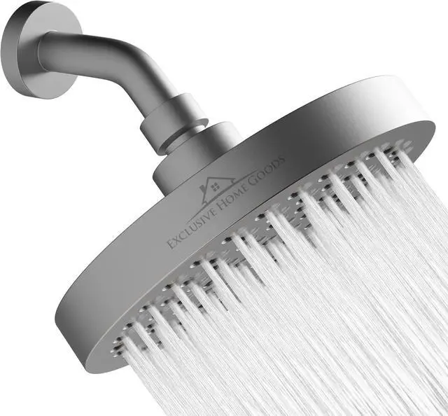 Main image of Rainfall Shower Head - 6" High Pressure Shower Heads - 1.8 GPM Shower Heads with Anti-Clog 90 Rubber Jets - 360° Rotation Adjustable Shower Head - Rustproof Bathroom Shower Head - Matte Charcoal