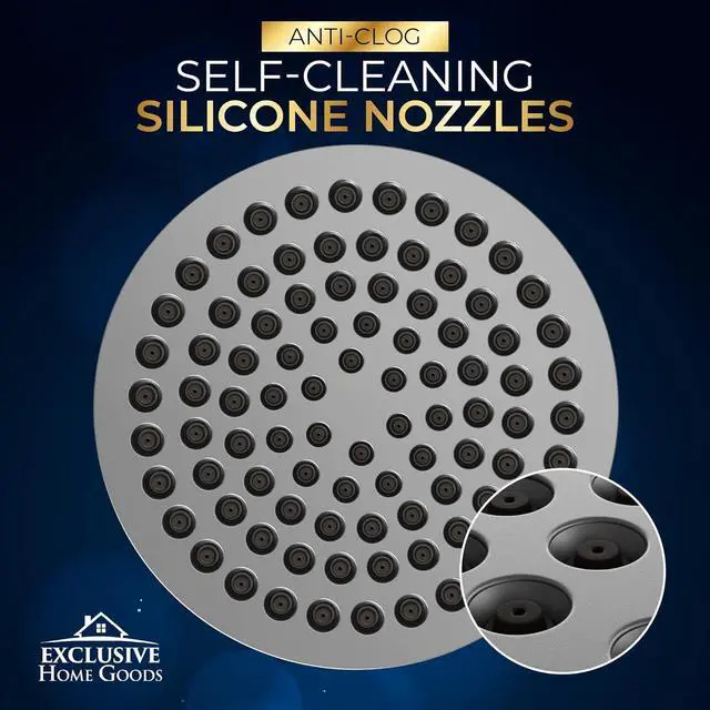 Alt view image 5 of 7 - Rainfall Shower Head - 6" High Pressure Shower Heads - 1.8 GPM Shower Heads with Anti-Clog 90 Rubber Jets - 360° Rotation Adjustable Shower Head - Rustproof Bathroom Shower Head - Matte Charcoal