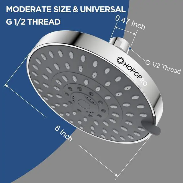 Alt view image 2 of 7 - HOPOPRO 5-Mode High Pressure Shower Head - The Washington Post, NBC News, Today TV Show Recommended - High Flow Fixed Showerheads (6 Inch Chrome)