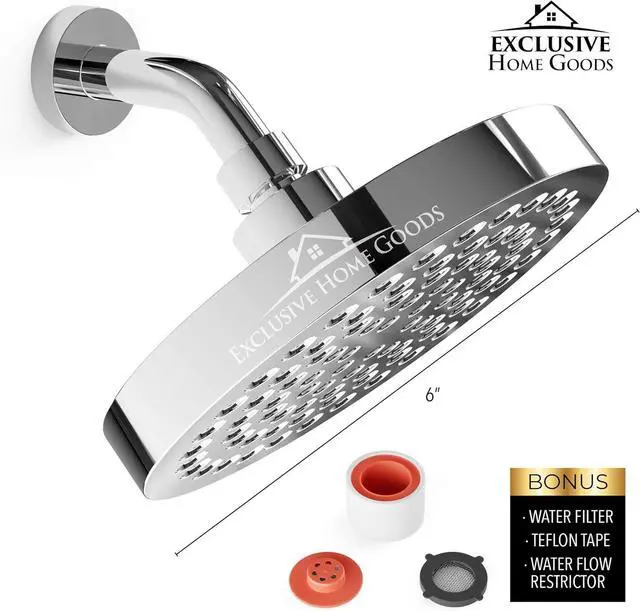 Alt view image 3 of 7 - Heatsistence-Luxury Rainfall Shower Head - High-Pressure Showerhead Jets, Rain Shower Head Ant-Clog Silicone Nozzles (2.5 GPM, 6 Inch Diameter, Deluxe Chrome)