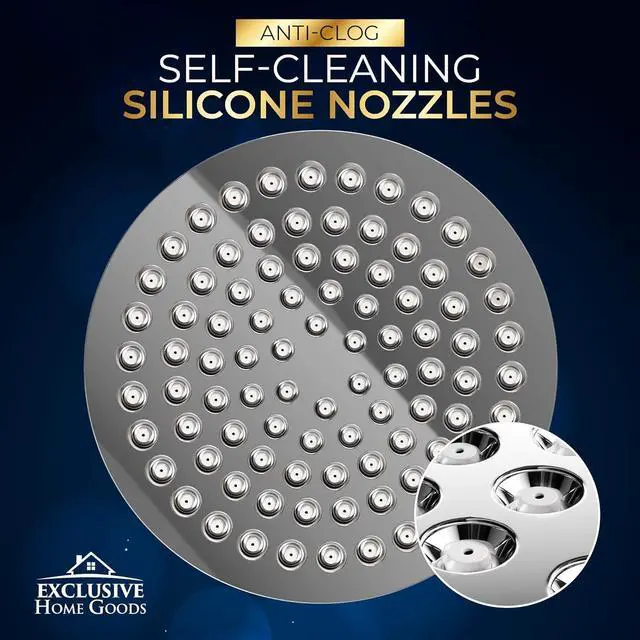 Alt view image 4 of 7 - Heatsistence-Luxury Rainfall Shower Head - High-Pressure Showerhead Jets, Rain Shower Head Ant-Clog Silicone Nozzles (2.5 GPM, 6 Inch Diameter, Deluxe Chrome)