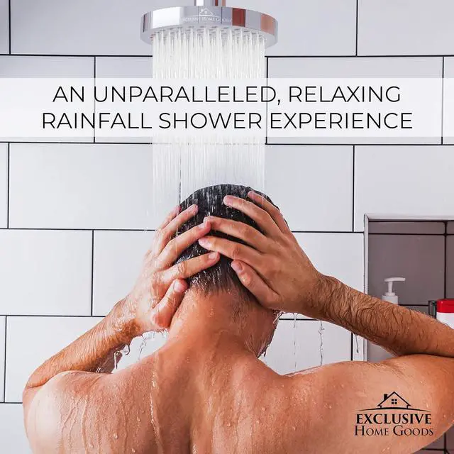 Alt view image 6 of 7 - Heatsistence-Luxury Rainfall Shower Head - High-Pressure Showerhead Jets, Rain Shower Head Ant-Clog Silicone Nozzles (2.5 GPM, 6 Inch Diameter, Deluxe Chrome)