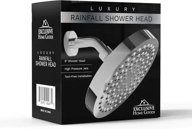 Alt view image 7 of 7 - Heatsistence-Luxury Rainfall Shower Head - High-Pressure Showerhead Jets, Rain Shower Head Ant-Clog Silicone Nozzles (2.5 GPM, 6 Inch Diameter, Deluxe Chrome)