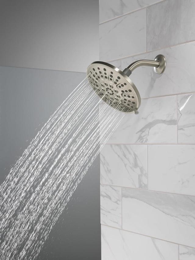 Alt view image 2 of 7 - Delta Faucet 4-Setting Shower Head, Brushed Nickel Shower Head, Round Shower Head, High Pressure Shower Head, Metal Shower Head, 1.75 GPM Flow Rate Shower Head, Brushed Nickel 75617SN