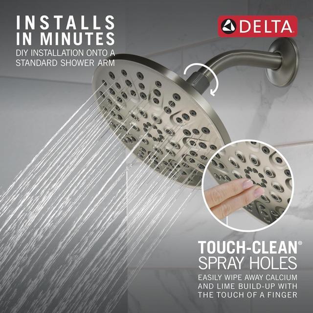 Alt view image 4 of 7 - Delta Faucet 4-Setting Shower Head, Brushed Nickel Shower Head, Round Shower Head, High Pressure Shower Head, Metal Shower Head, 1.75 GPM Flow Rate Shower Head, Brushed Nickel 75617SN