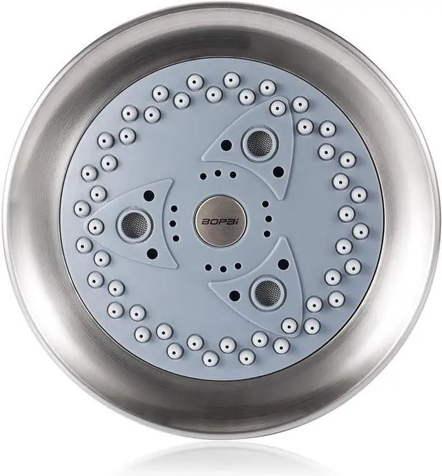 Alt view image 4 of 6 - BOPai Ultra-Luxury Brushed Nickel Shower Head, 7 Settings, 9.5 L/min Max Flow Rate, ABS Body, 5-Year Warranty