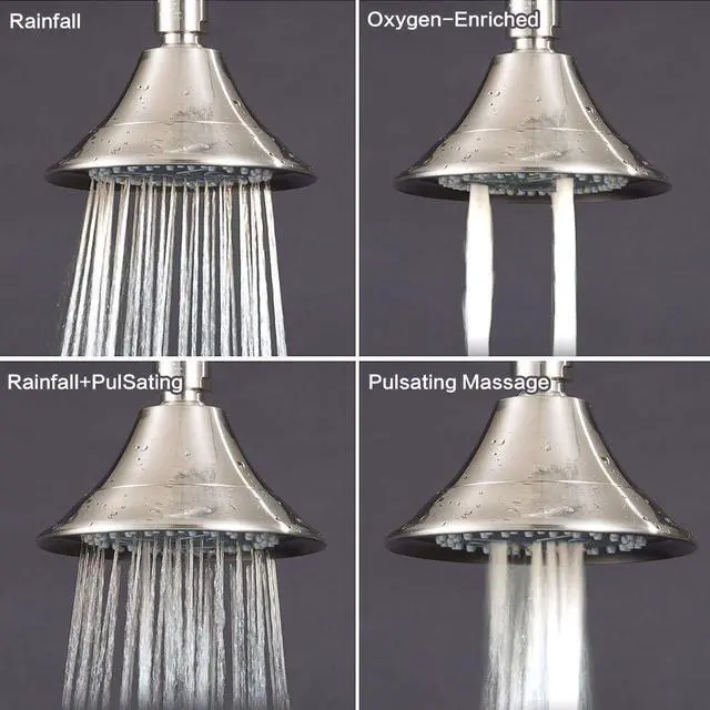 Alt view image 6 of 6 - BOPai Ultra-Luxury Brushed Nickel Shower Head, 7 Settings, 9.5 L/min Max Flow Rate, ABS Body, 5-Year Warranty