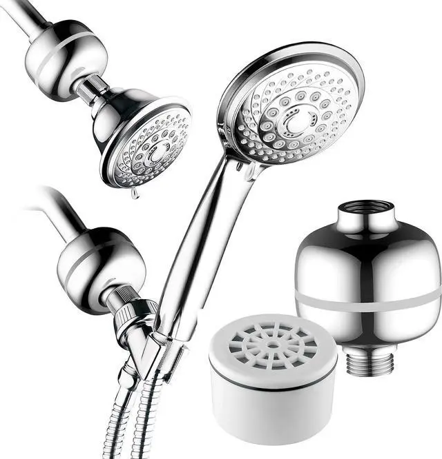 Alt view image 6 of 6 - Advanced High Intensity Super Compact Universal Shower Filter with Replaceable Enriched KDF Shower Filter Cartridge by Hotel Spa AquaCare. Use with Any Shower Head, Handshower Or 3-Way Shower Combo