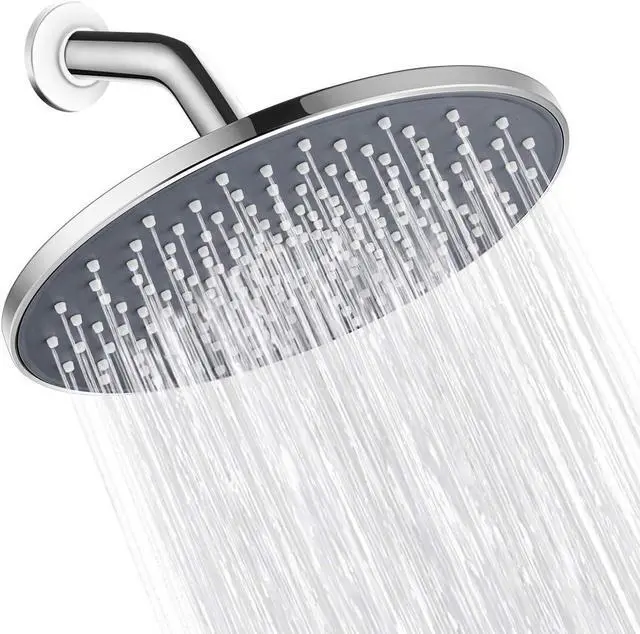 Main image of Large Shower Head VMASSTONE 9In High Pressure Showerhead - Tool Free Installation- with Large Spray Surfaces and 200 Nozzles for Delicate and Unstimulate Shower Experience (EM-001 Chrome/Dark Grey)