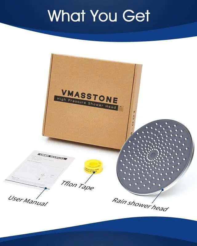 Alt view image 6 of 7 - Large Shower Head VMASSTONE 9In High Pressure Showerhead - Tool Free Installation- with Large Spray Surfaces and 200 Nozzles for Delicate and Unstimulate Shower Experience (EM-001 Chrome/Dark Grey)