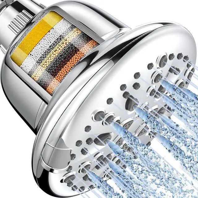 Main image of Cobbe Filtered Shower Head, 7 Modes High Pressure Shower Heads - 16 Stage Shower Head Filter for Hard Water for Remove Chlorine and Harmful Substances (Luxury Polished Chrome, 5 Inch Round)