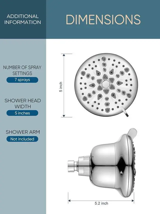 Alt view image 3 of 7 - Cobbe Filtered Shower Head, 7 Modes High Pressure Shower Heads - 16 Stage Shower Head Filter for Hard Water for Remove Chlorine and Harmful Substances (Luxury Polished Chrome, 5 Inch Round)