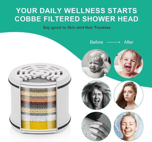 Alt view image 5 of 7 - Cobbe Filtered Shower Head, 7 Modes High Pressure Shower Heads - 16 Stage Shower Head Filter for Hard Water for Remove Chlorine and Harmful Substances (Luxury Polished Chrome, 5 Inch Round)