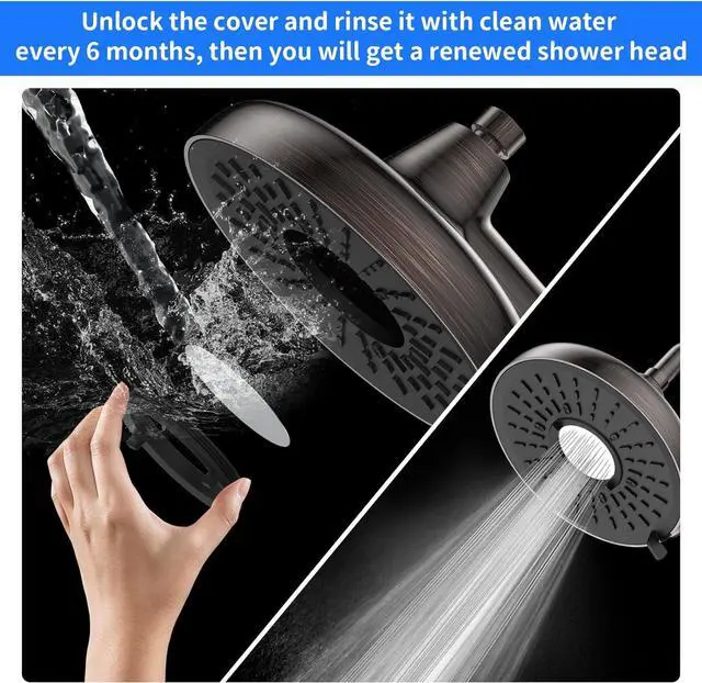 Alt view image 3 of 7 - Filtered Shower Head- 8 Inches High Pressure Fixed Rain Showerhead with Filter - filtro para ducha de baño (Luxurious ORB)