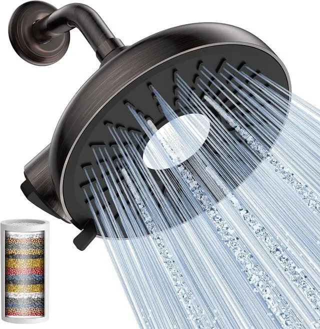Alt view image 7 of 7 - Filtered Shower Head- 8 Inches High Pressure Fixed Rain Showerhead with Filter - filtro para ducha de baño (Luxurious ORB)