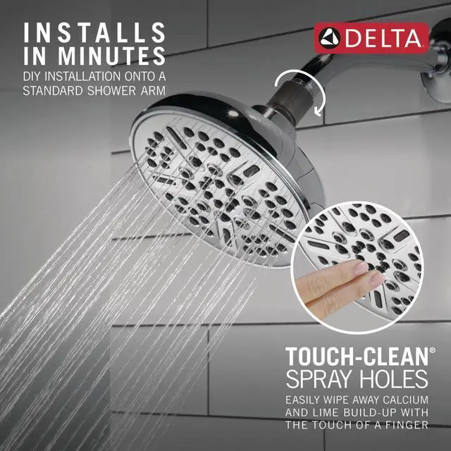 Alt view image 4 of 6 - Delta Faucet 8-Spray Touch-Clean Chrome Shower Head, Delta Shower Heads, Showerhead, Shower Head Chrome, 1.75 GPM Water Flow, Chrome 75898C